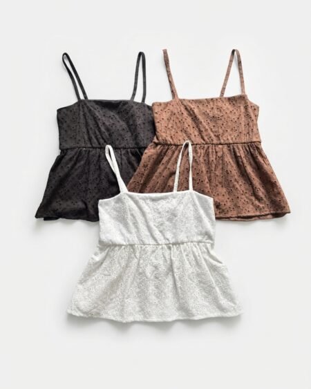 Musculosa broderie Cuello Recto